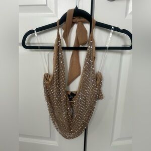 Windsor Tan Sequin Halter Top